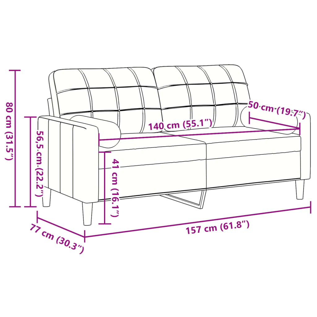 Divano a 2 Posti con Cuscini Grigio Scuro 140 cm in Velluto | homemem39