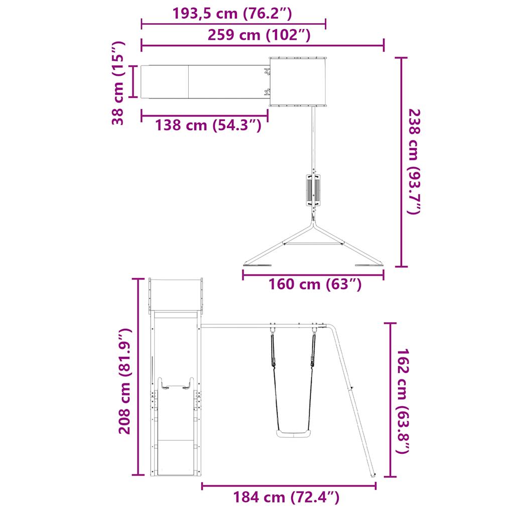 Set da Gioco da Esterno in Legno Massello di Pino