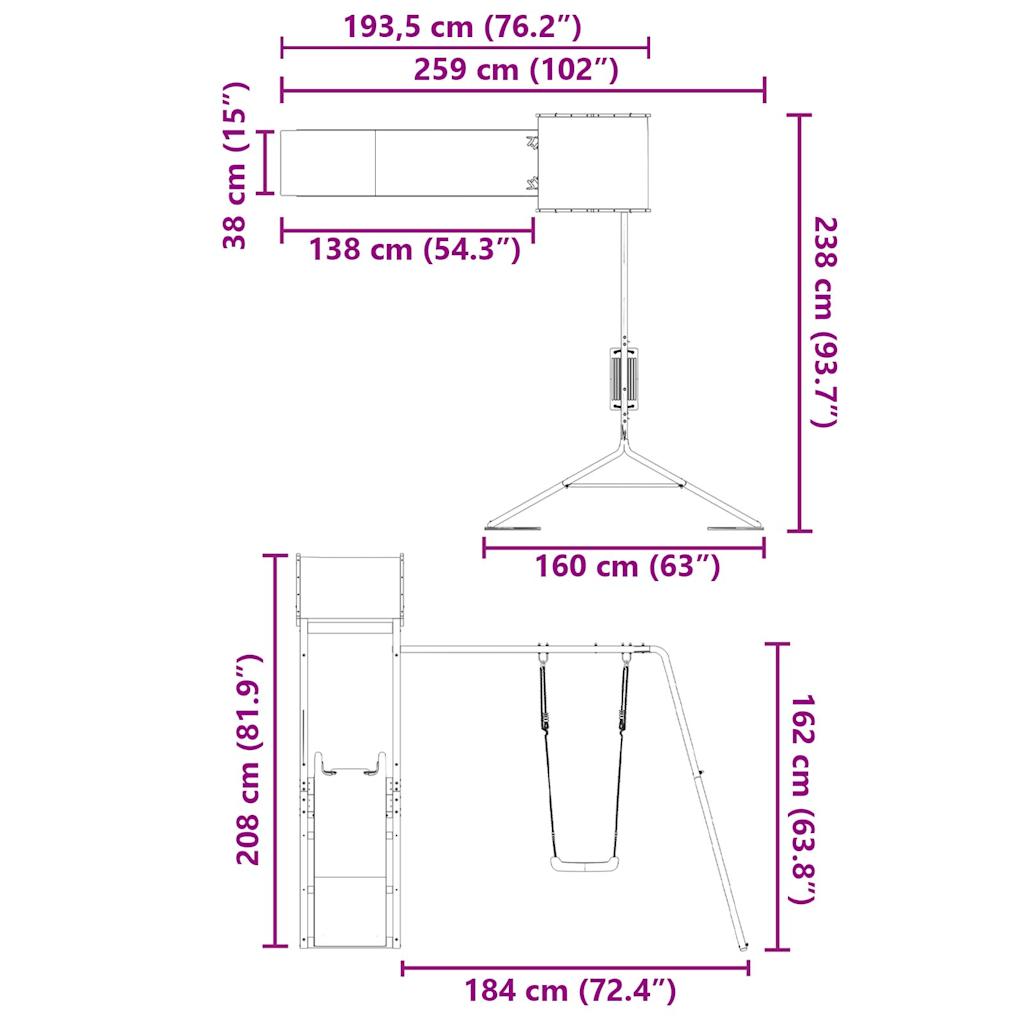 Set da Gioco da Esterno in Legno di Pino Impregnato