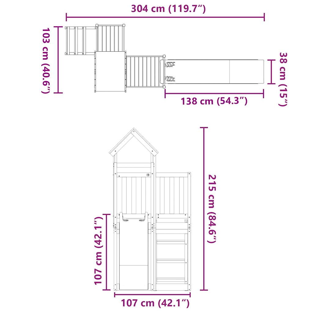 Set da Gioco da Esterno in Legno di Pino Impregnato | homemem39