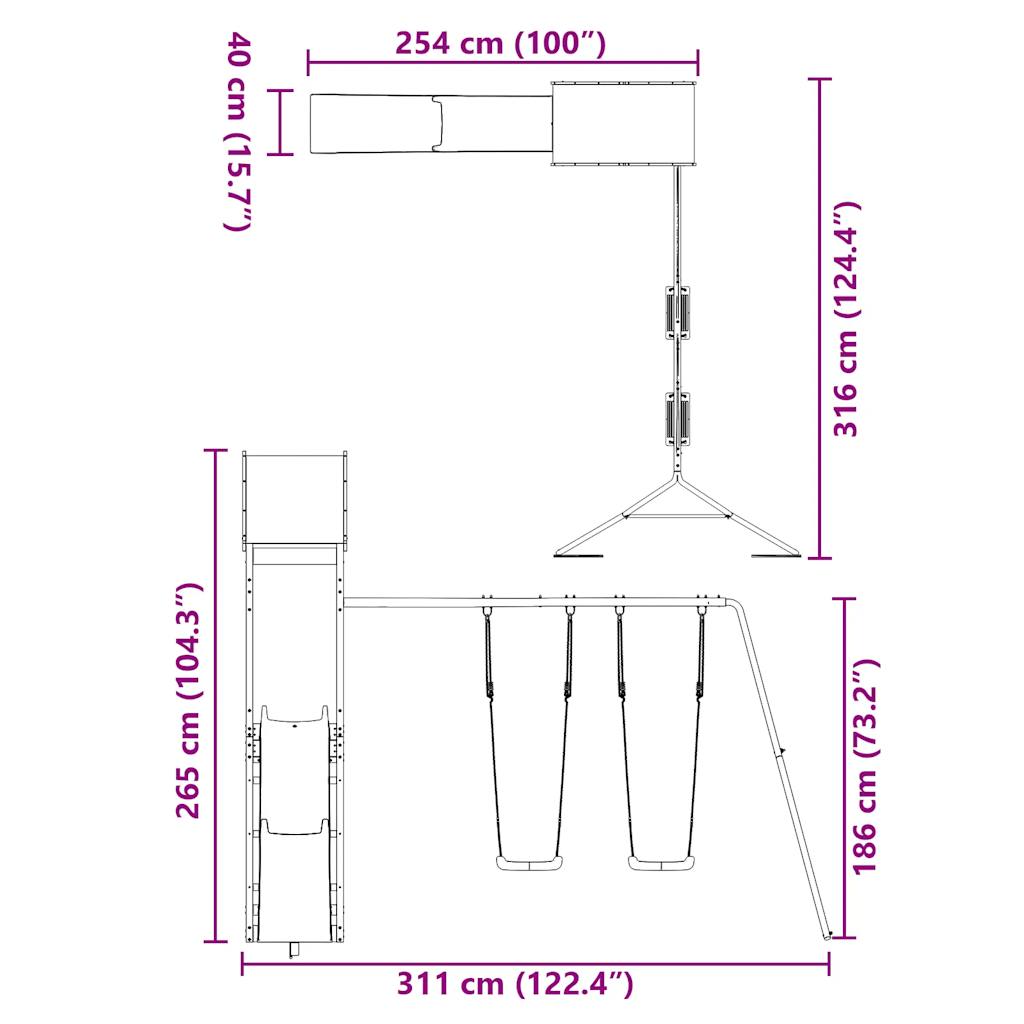Set da Gioco da Esterno in Legno di Pino Impregnato