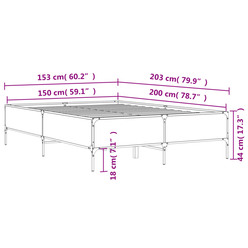 Giroletto Grigio Sonoma 150x200 cm in Legno Multistrato Metallo | homemem39