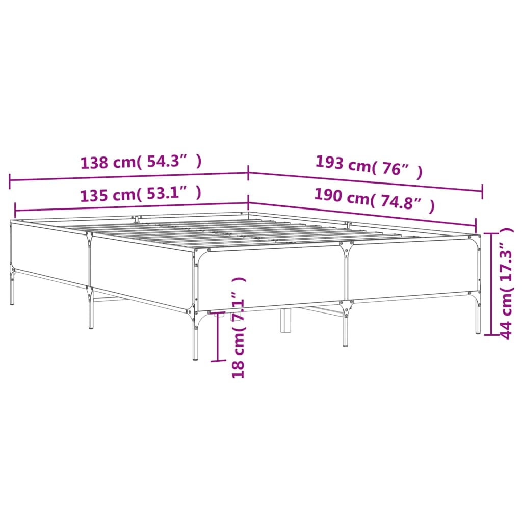 Giroletto Rovere Sonoma 135x190 cm in Legno Multistrato Metallo | homemem39