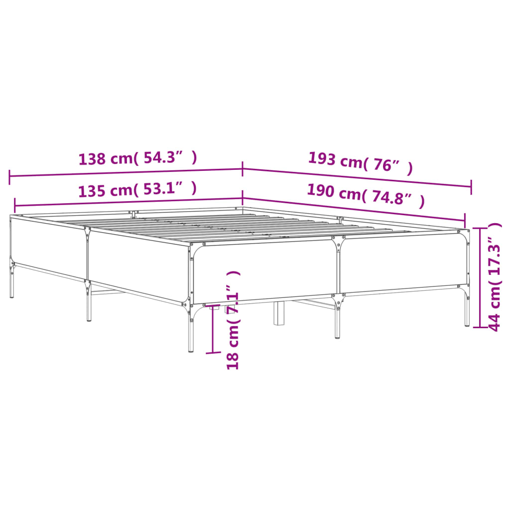 Giroletto Rovere Fumo 135x190 cm in Legno Multistrato Metallo | homemem39