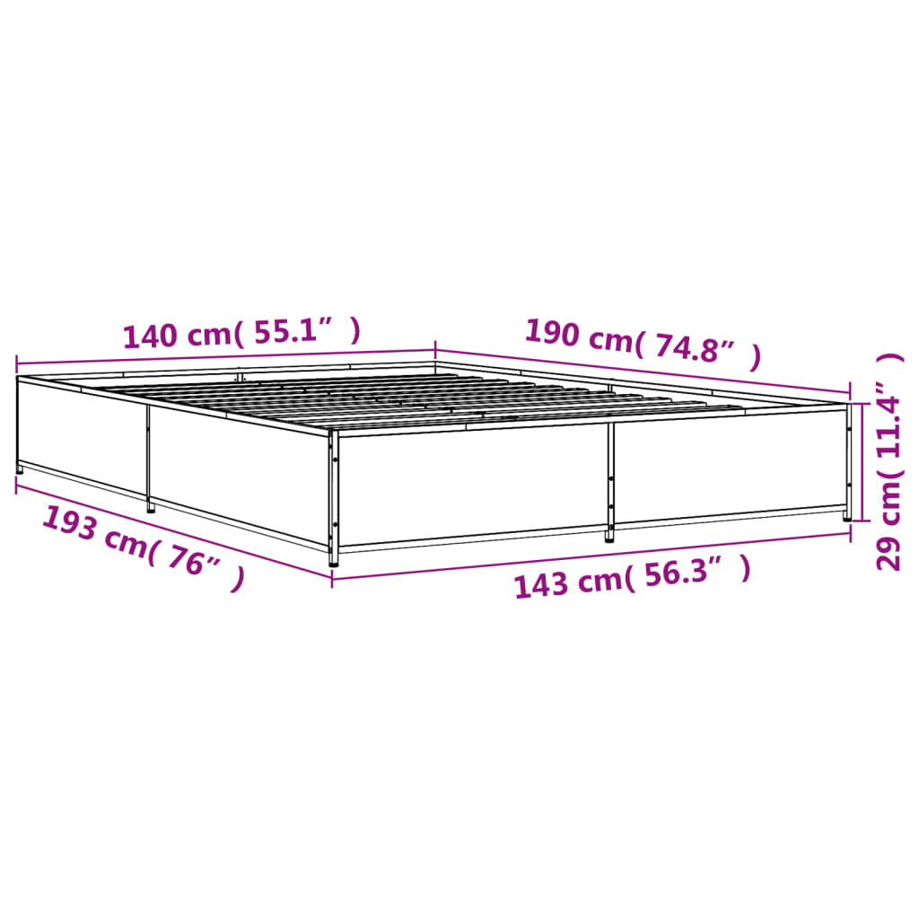 Giroletto Nero 140x190 cm in Legno Multistrato e Metallo | homemem39