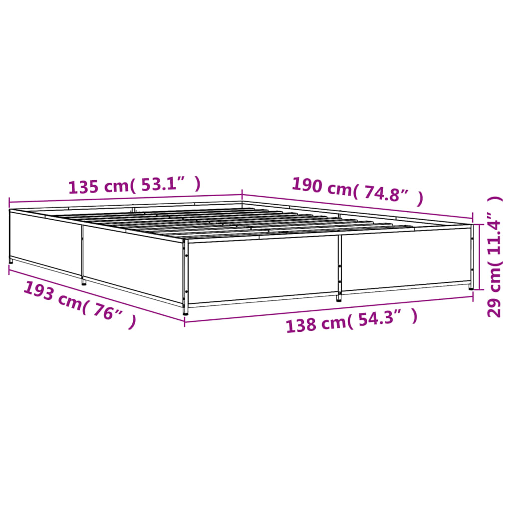 Giroletto Rovere Fumo 135x190 cm in Legno Multistrato Metallo | homemem39