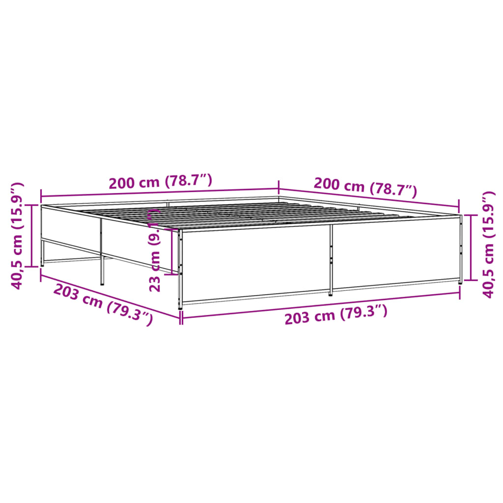 Giroletto Nero 200x200 cm in Legno Multistrato e Metallo | homemem39