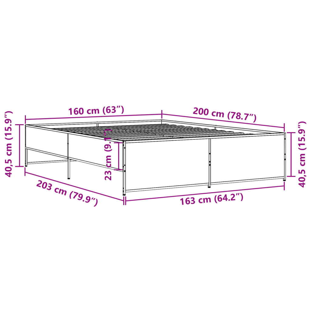 Giroletto Nero 160x200 cm in Legno Multistrato e Metallo | homemem39