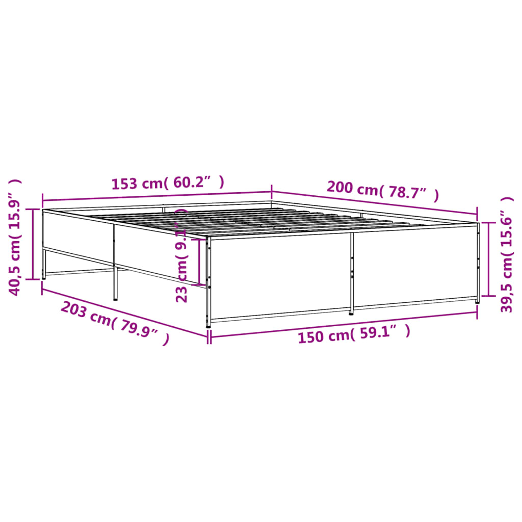 Giroletto Nero 150x200 cm in Legno Multistrato e Metallo | homemem39