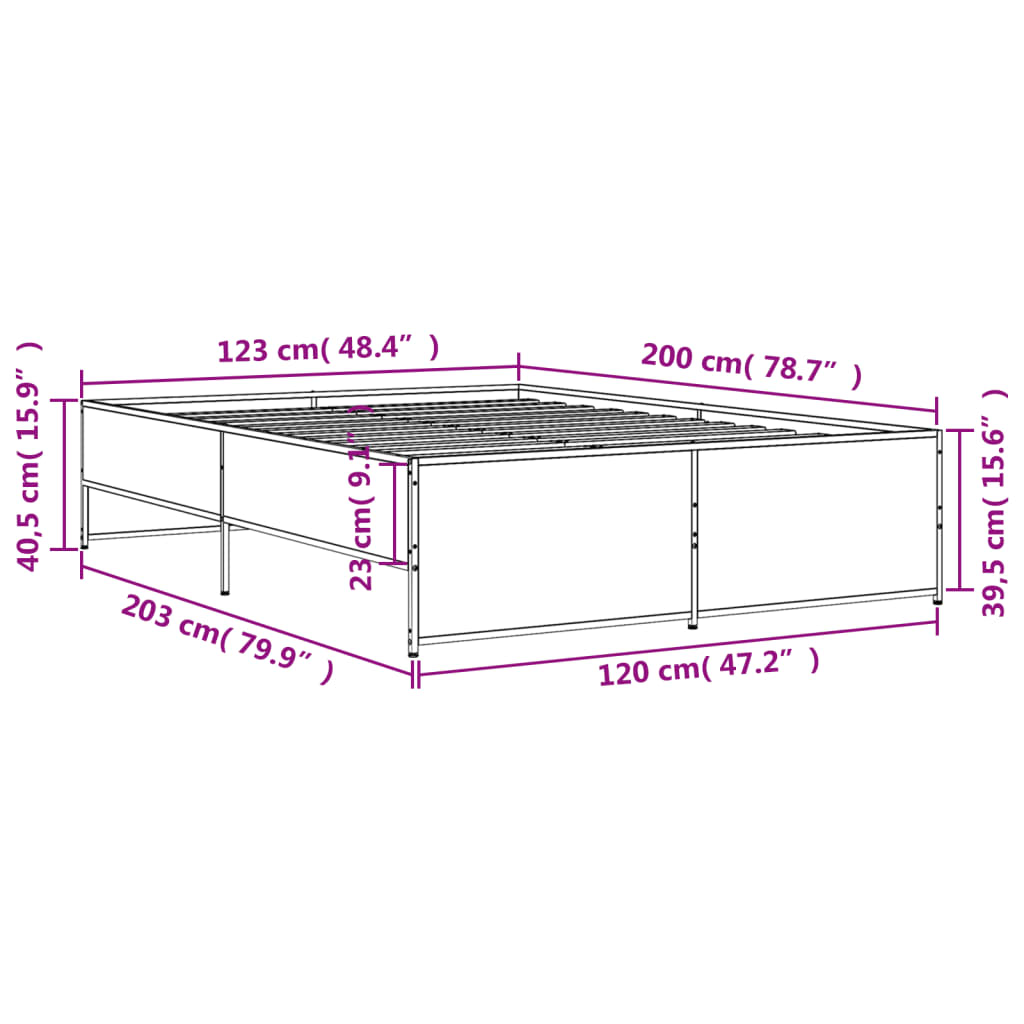 Giroletto Grigio Sonoma 120x200 cm in Legno Multistrato Metallo | homemem39