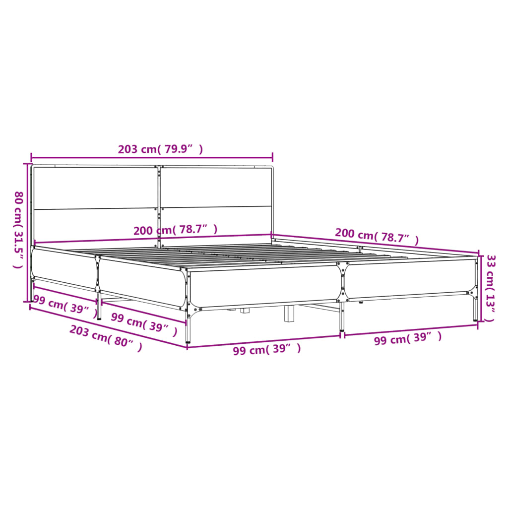 Giroletto Rovere Sonoma 200x200 cm Legno Multistrato e Metallo | homemem39