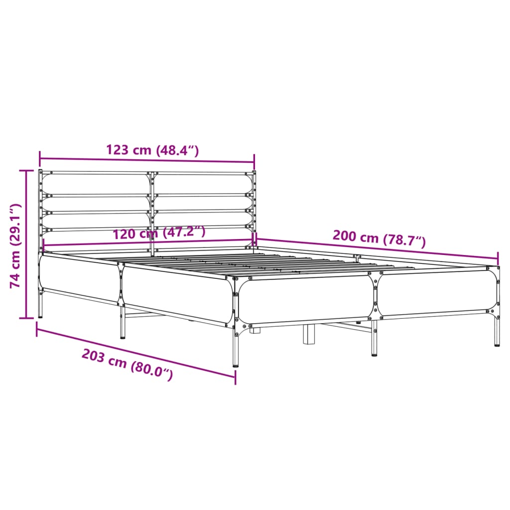 Giroletto Grigio Sonoma 120x200 cm in Legno Multistrato Metallo | homemem39