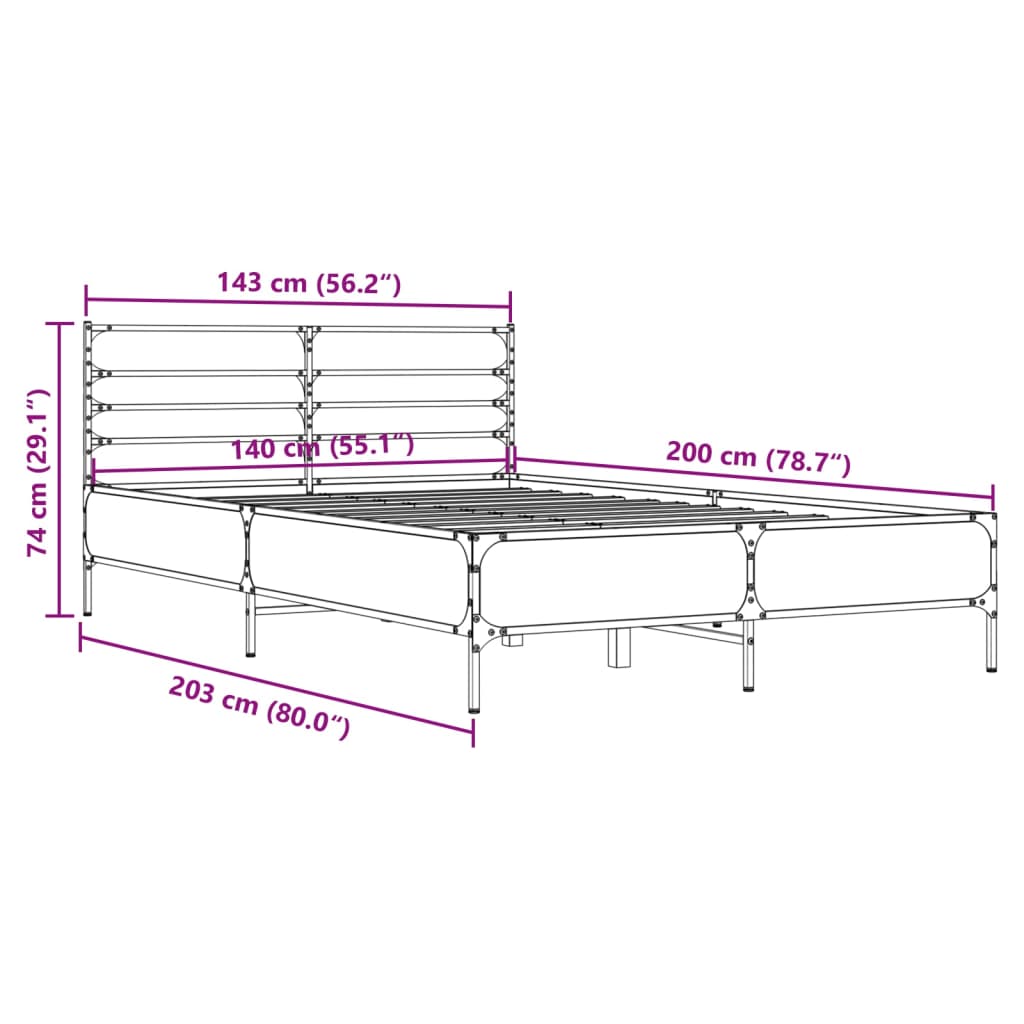 Giroletto Rovere Fumo 140x200 cm in Legno Multistrato Metallo | homemem39