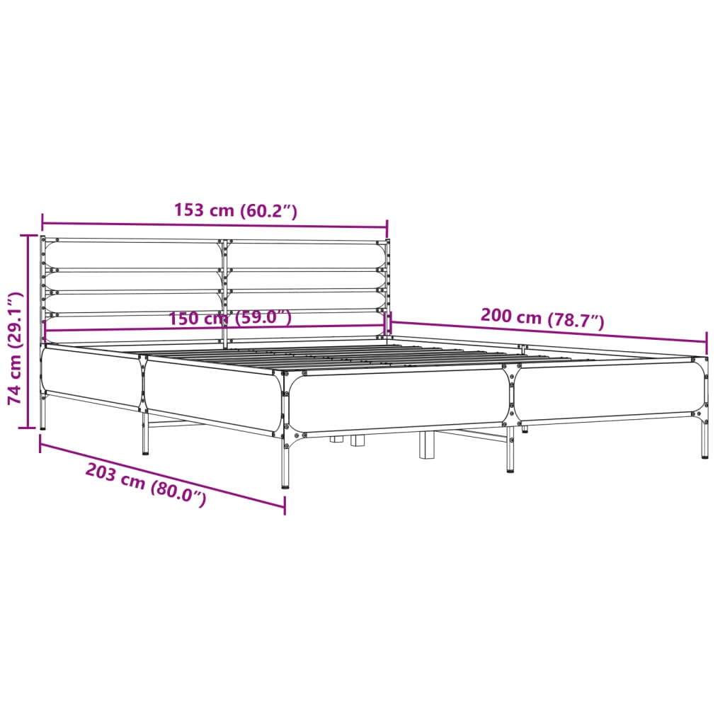 Giroletto Nero 150x200 cm in Legno Multistrato e Metallo | homemem39