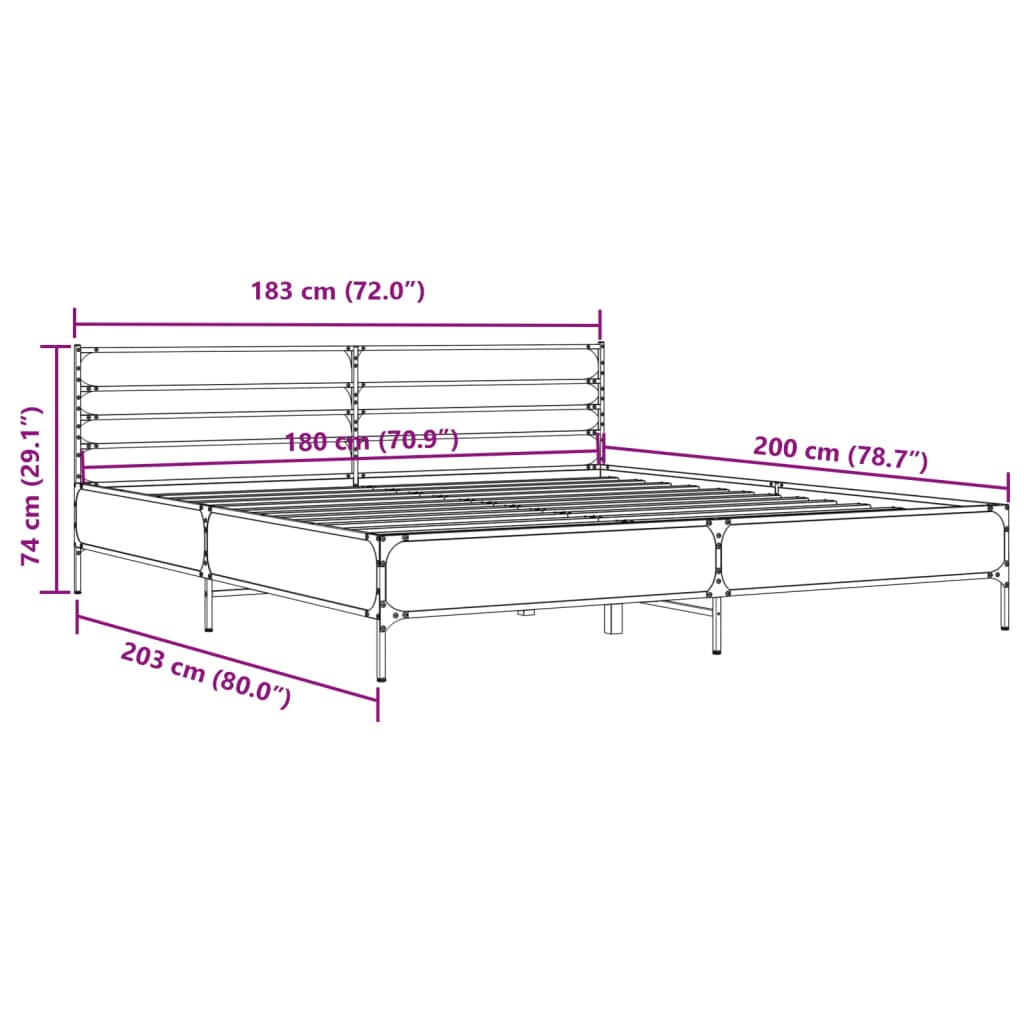 Giroletto Rovere Fumo 180x200 cm in Legno Multistrato Metallo | homemem39
