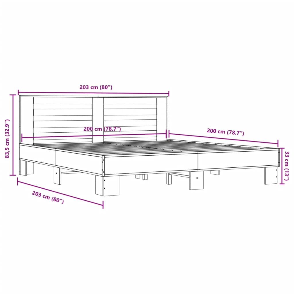 Giroletto Rovere Sonoma 200x200 cm Legno Multistrato e Metallo | homemem39