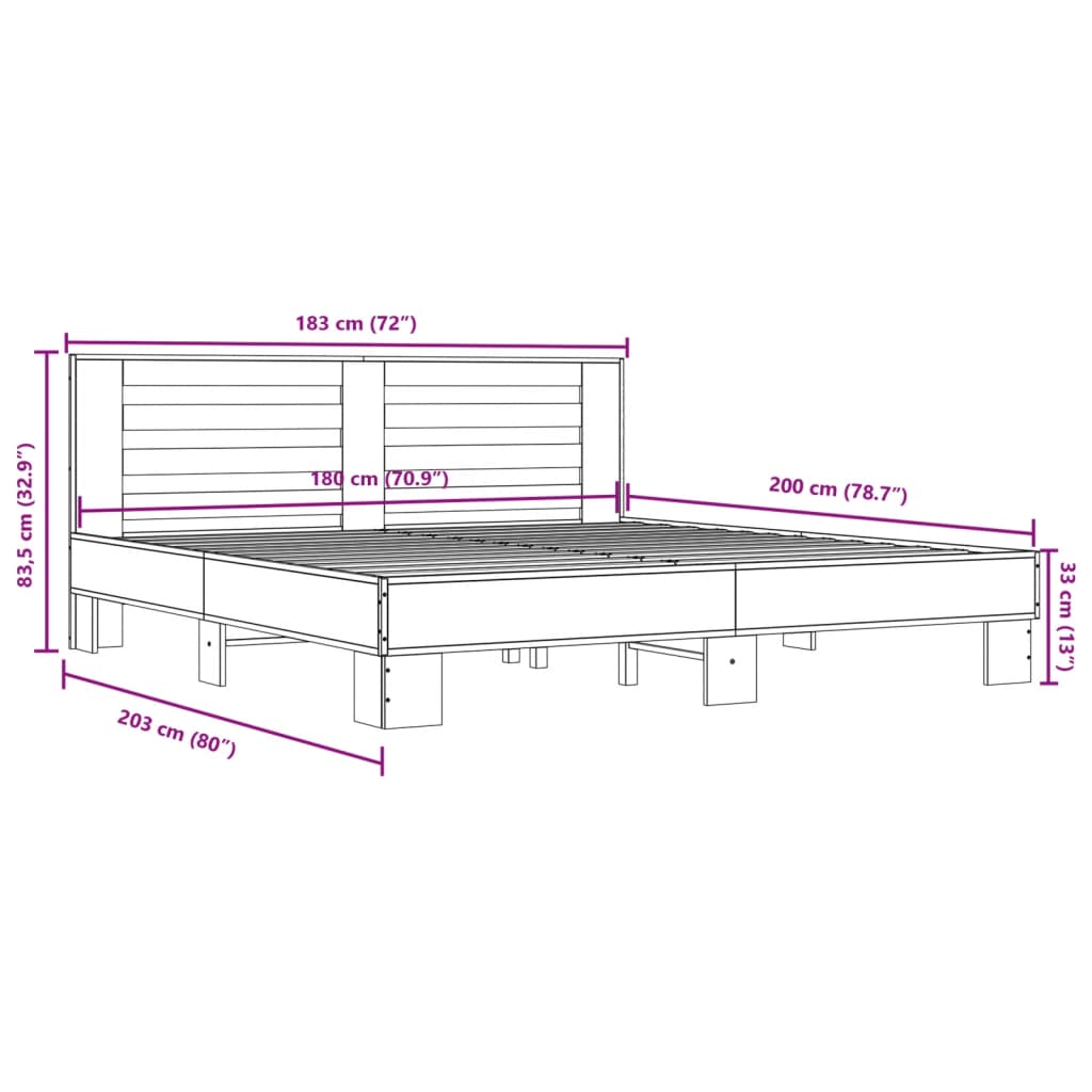 Giroletto Nero 180x200 cm in Legno Multistrato e Metallo | homemem39