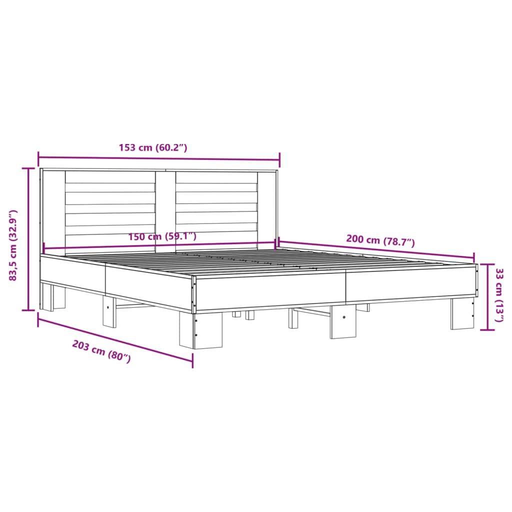 Giroletto Grigio Sonoma 150x200 cm in Legno Multistrato Metallo | homemem39