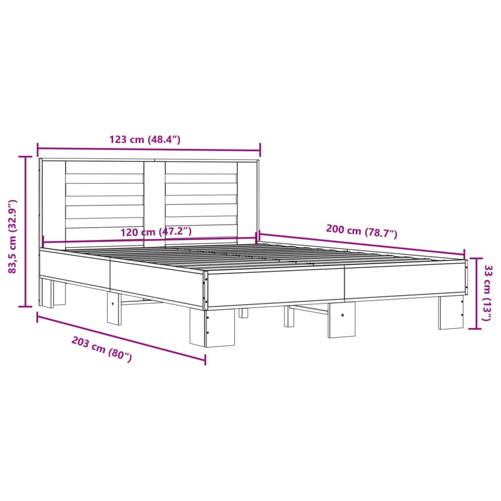 Giroletto Grigio Sonoma 120x200 cm in Legno Multistrato Metallo | homemem39