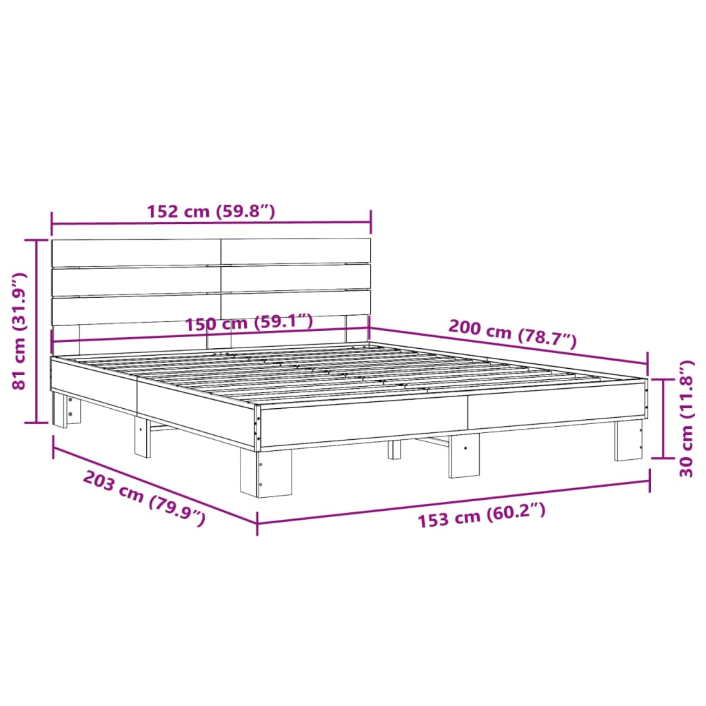 Giroletto Rovere Sonoma 150x200 cm in Legno Multistrato Metallo | homemem39
