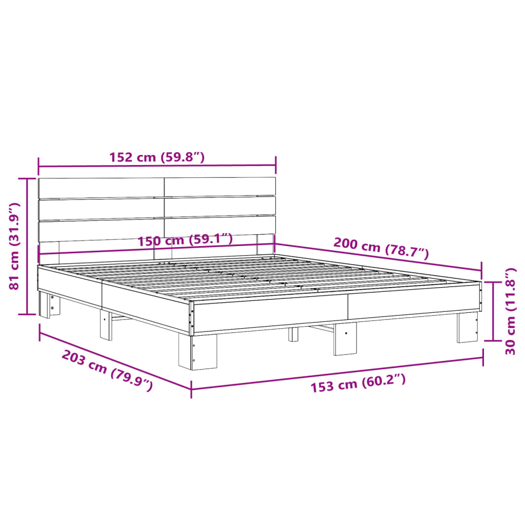 Giroletto Grigio Sonoma 150x200 cm in Legno Multistrato Metallo | homemem39