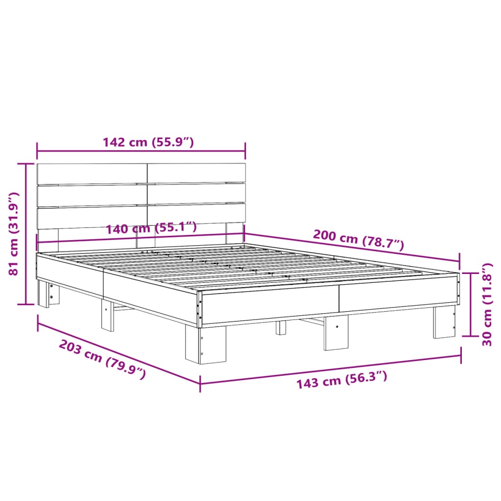 Giroletto Rovere Fumo 140x200 cm in Legno Multistrato Metallo | homemem39
