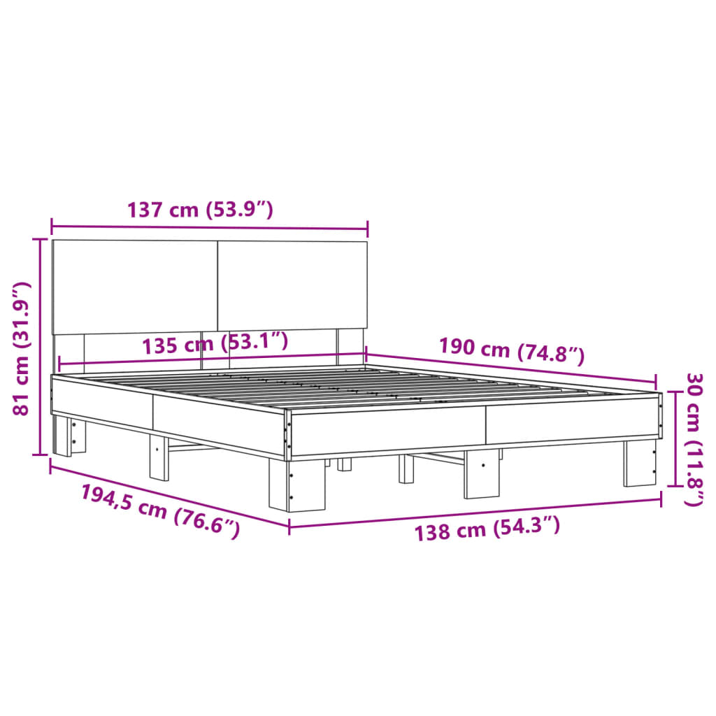 Giroletto Rovere Sonoma 135x190 cm in Legno Multistrato Metallo | homemem39