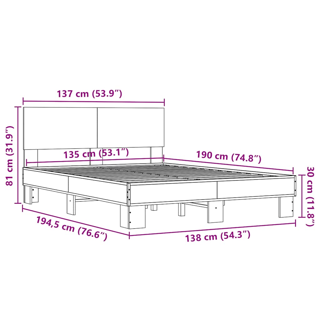 Giroletto Rovere Fumo 135x190 cm in Legno Multistrato Metallo | homemem39