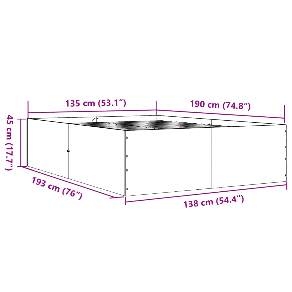 Giroletto Grigio Sonoma 135x190 cm in Legno Multistrato | homemem39