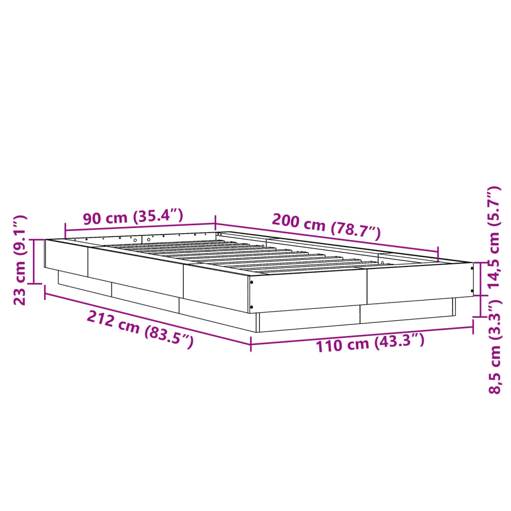 Giroletto Grigio Cemento 90x200 cm in Legno Multistrato | homemem39