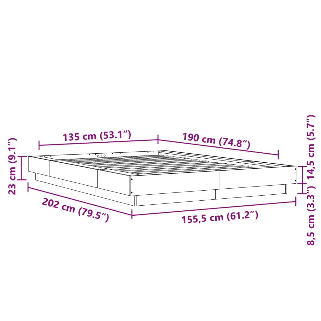 Giroletto Grigio Sonoma 135x190 cm in Legno Multistrato | homemem39