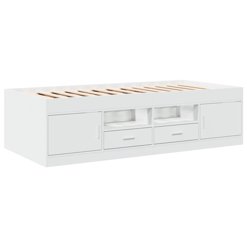 Divano Letto con Cassetti senza Materasso Bianco 100x200 cm | homemem39
