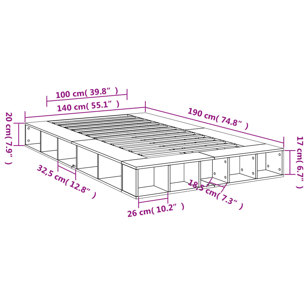 Giroletto Grigio Sonoma 140x190 cm in Legno Multistrato | homemem39