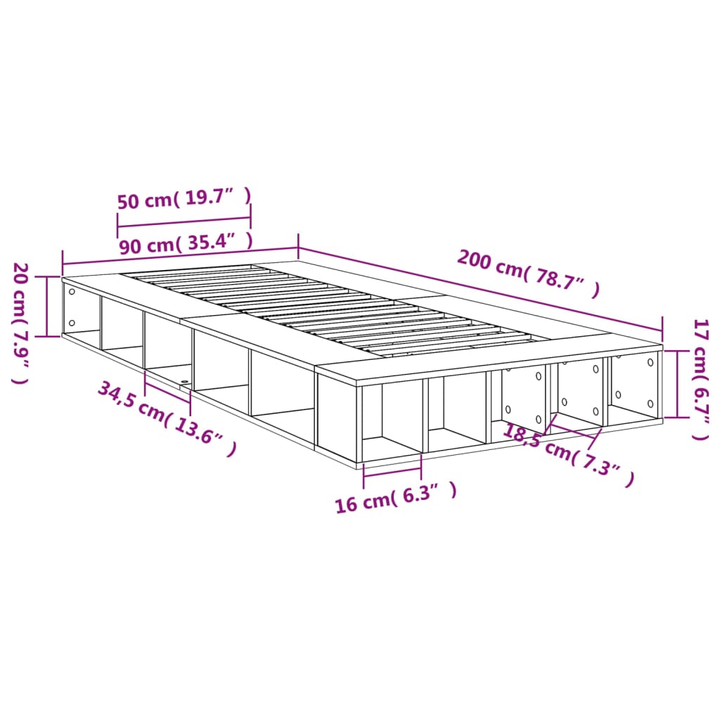 Giroletto Rovere Sonoma 90x200 cm in Legno Multistrato | homemem39