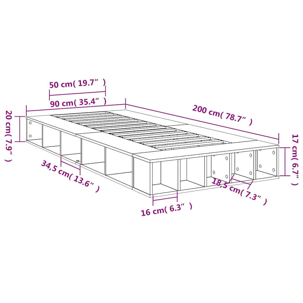 Giroletto Grigio Sonoma 90x200 cm in Legno Multistrato | homemem39