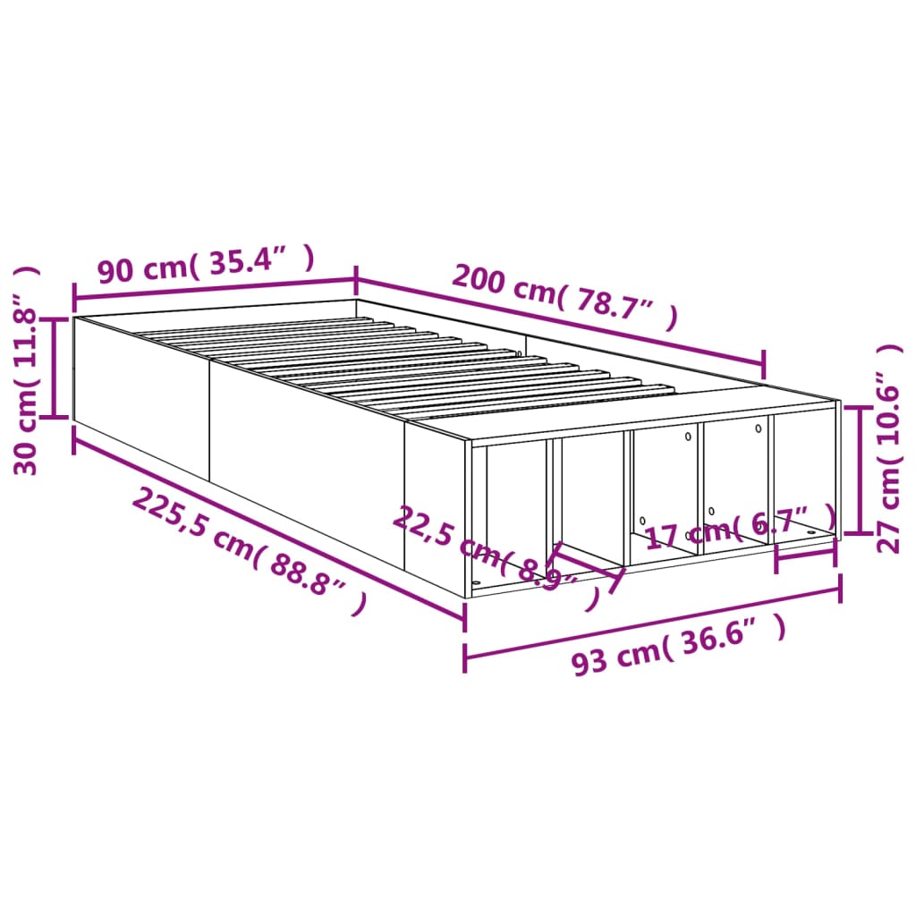 Giroletto Rovere Fumo 90x200 cm in Legno Multistrato | homemem39
