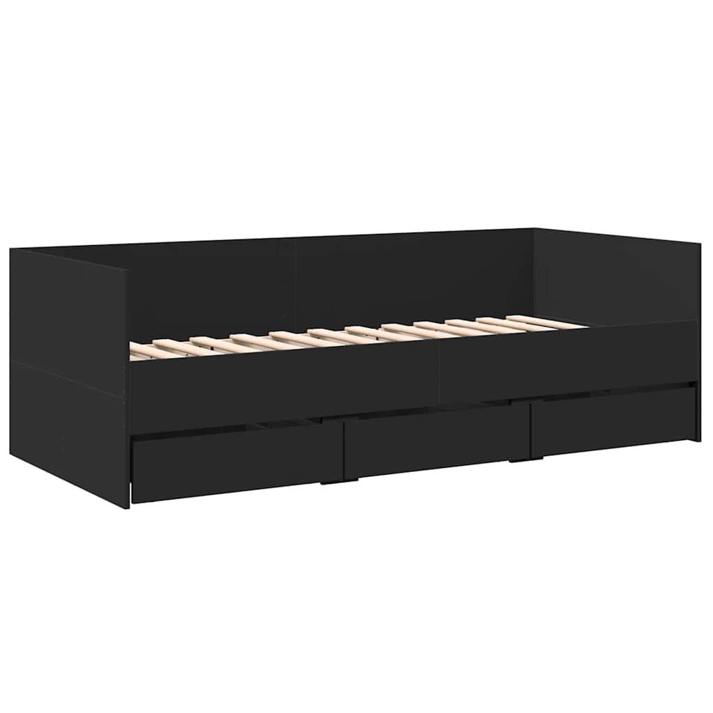 Divano Letto con Cassetti senza Materasso Nero 75x190 cm | homemem39