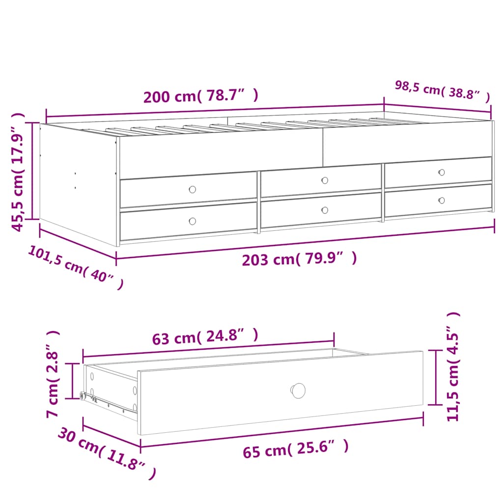Divano Letto con Cassetti senza Materasso 100x200 cm | homemem39