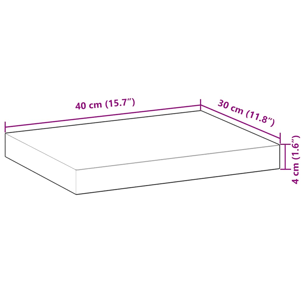 Ripiano a Parete 40x30x4 cm Legno Massello Acacia Non Trattato | homemem39