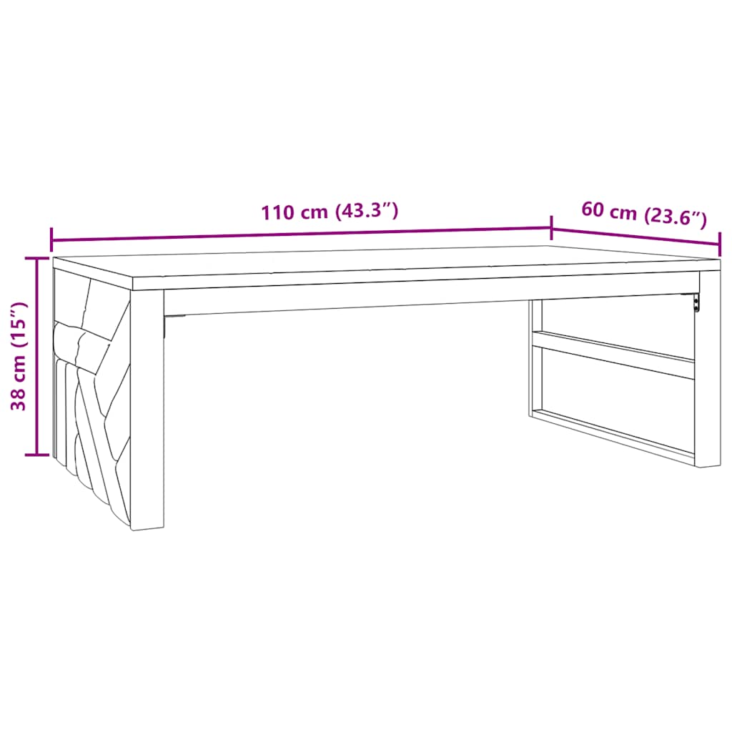 Tavolino da Salotto 110x60x38 cm in Legno Massello di Teak | homemem39