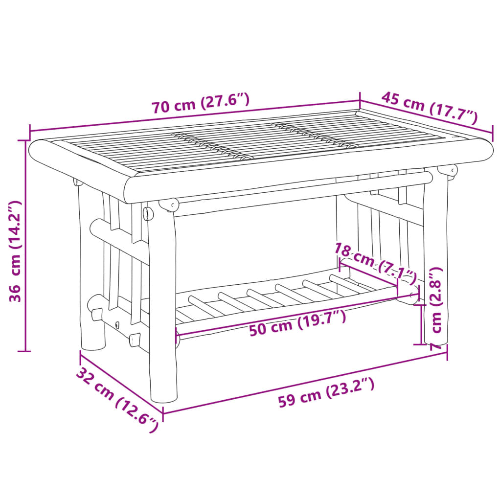 Tavolino da Salotto 70x45x36 cm in Bambù | homemem39