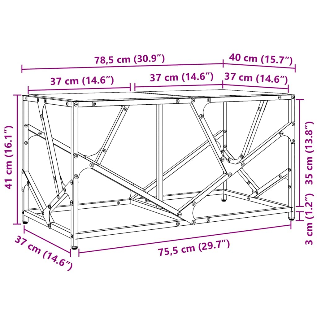 Tavolini con Piano Vetro Trasparente 2 pz 78,5x40x41 cm Acciaio | homemem39