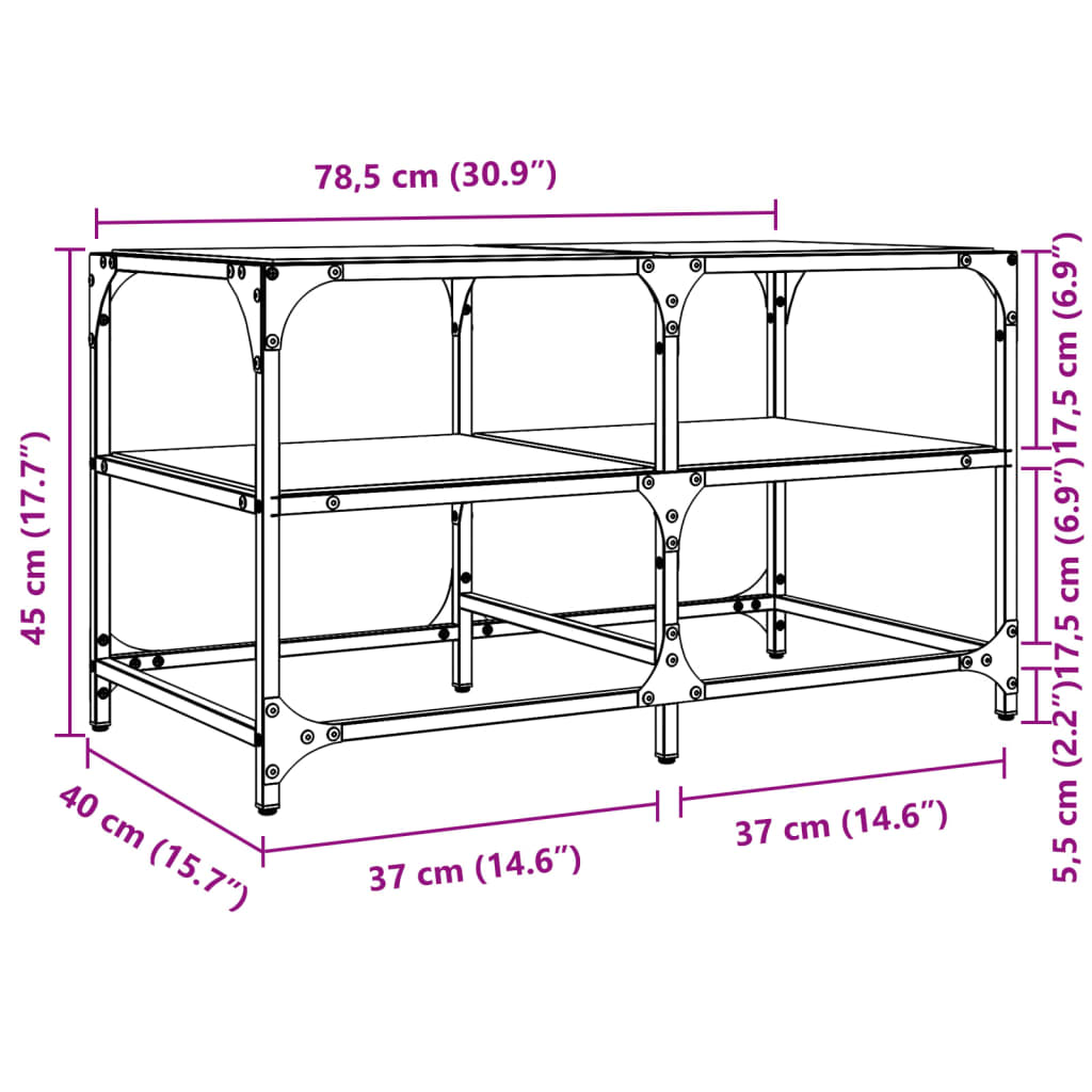 Tavolini con Piano Vetro Trasparente 2 pz 78,5x40x45 cm Acciaio | homemem39