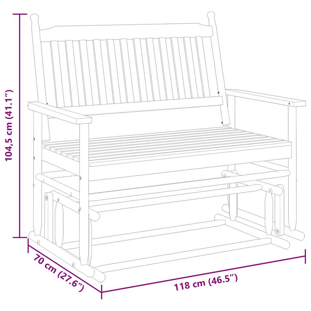 Panca a Dondolo Nera 118x70x104,5cm in Legno Massello di Pioppo | homemem39