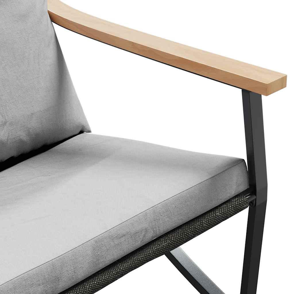 Set Mobili da Balcone 4 pz con Cuscini Nero in Acciaio - homemem39