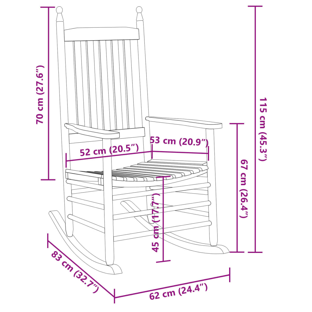 Sedie a Dondolo Sedute Curve 2 pz Nere Legno Massello Pioppo | homemem39