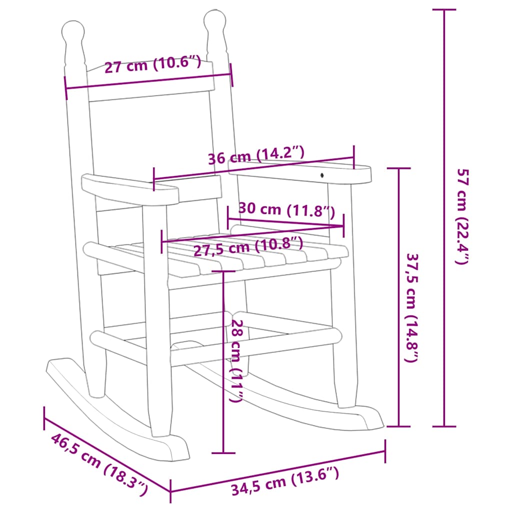 Sedie a Dondolo per Bambini 2 pz Nere Legno Massello di Pioppo | homemem39