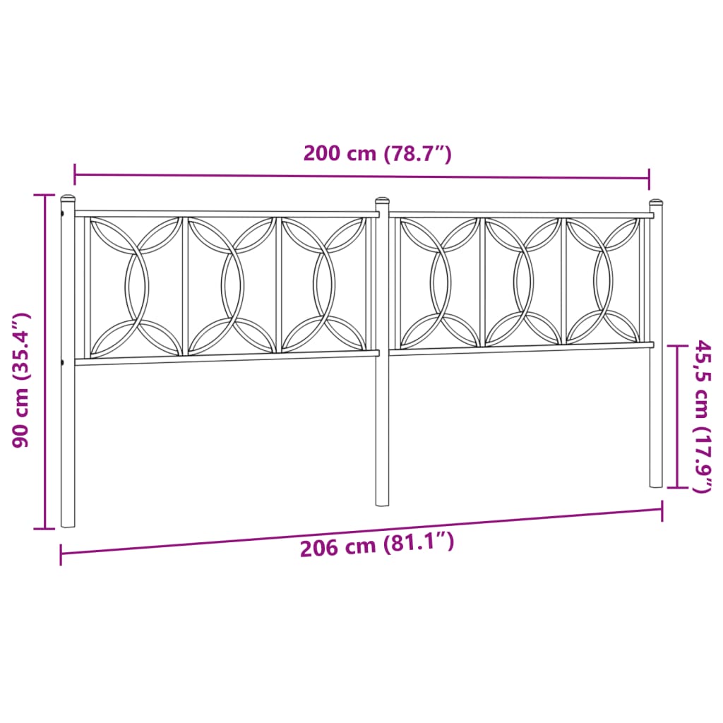 Testiera di Ricambio in Metallo Nero 200 cm | homemem39
