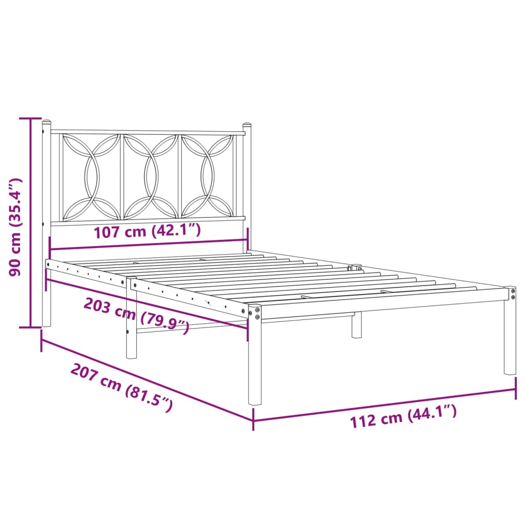 Giroletto con Testiera Metallo Bianco 107x203 cm | homemem39