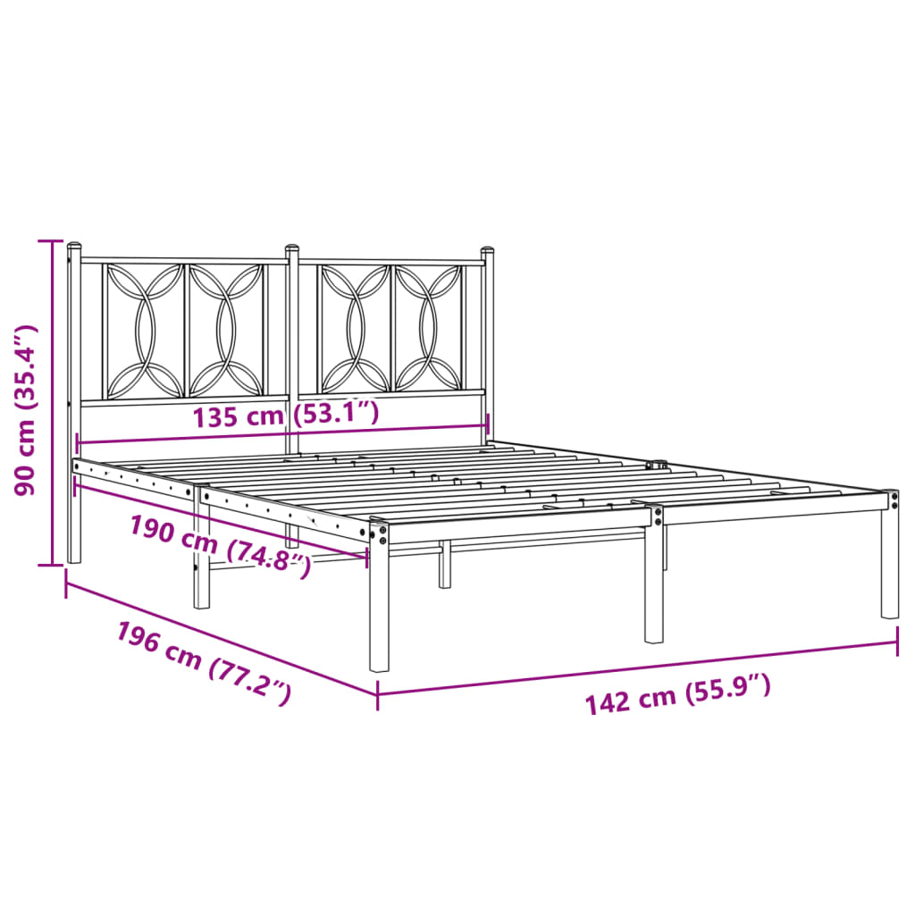 Giroletto con Testiera Metallo Bianco 135x190 cm | homemem39